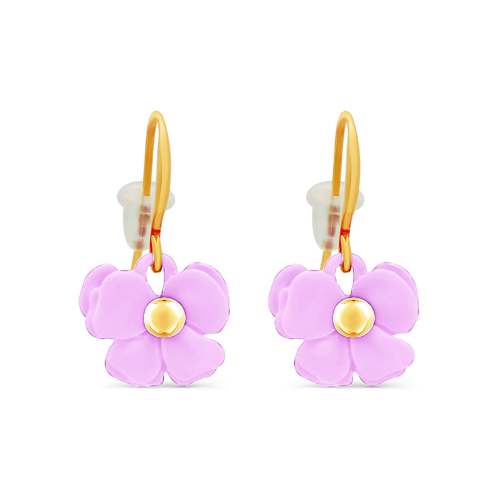 Pastel Pink Flower Hook Earrings Earrings