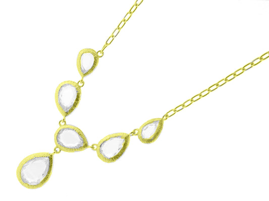 Flowing Marquis Stones Gala Necklace in Gold Plated Sterling Silver Fronay Necklaces