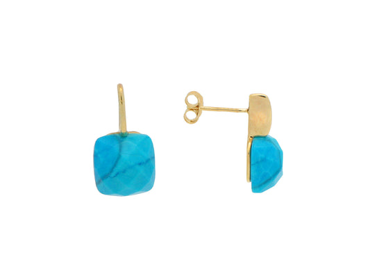 Square Turquoise Plate Studs Earrings