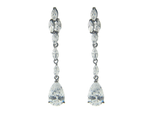 Gunmetal Sultry CZ Bridal Drops Earrings