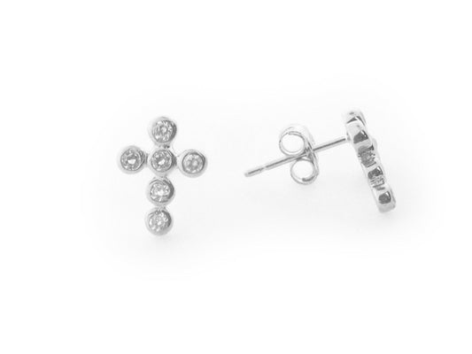 Mini Cubic Zirconia Crucifix Cross Stud Earrings Earrings