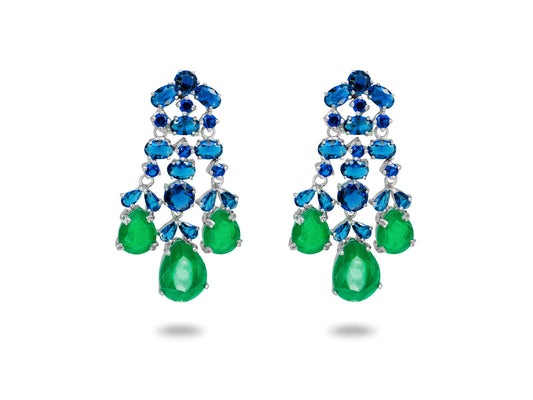 Sapphire Emerald Cubic Zirconia Chandelier Earrings Earrings