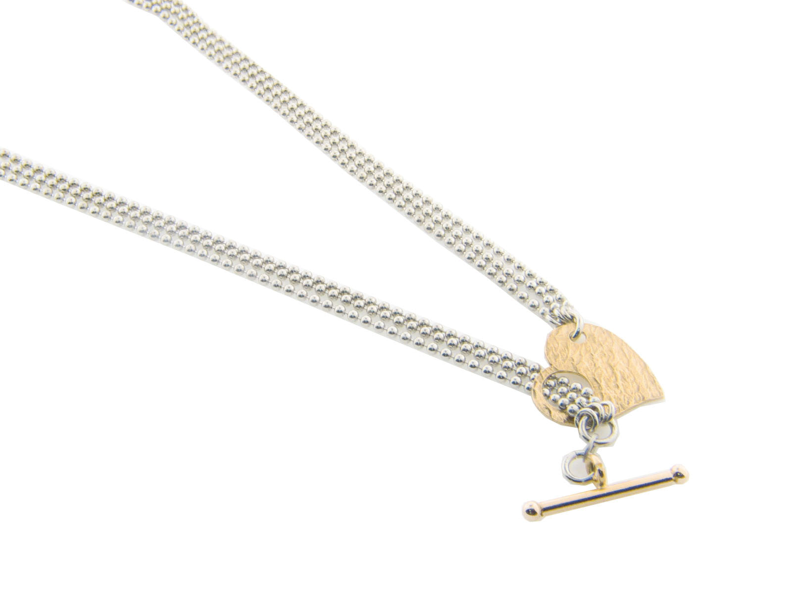 Hammered Golden Heart and Pull Through Locket Necklace Necklaces