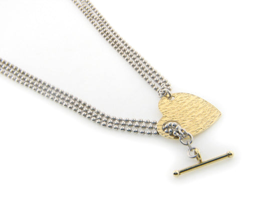 Hammered Golden Heart and Pull Through Locket Necklace Necklaces