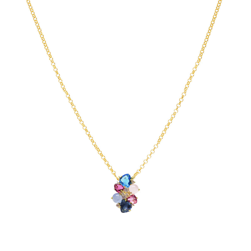 Colorful Brilliance Long Cluster Necklace Necklaces