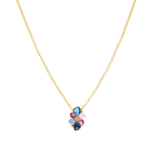 Colorful Brilliance Long Cluster Necklace Necklaces