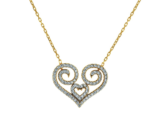 Nano CZ Greca Heart Necklace Necklaces