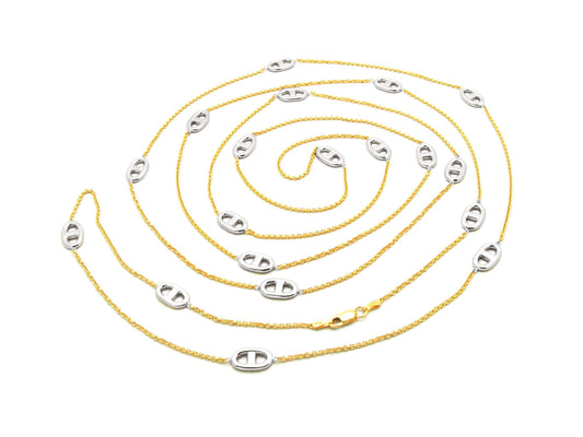 Long Two Tone Marine Link Necklace, 58" Necklaces