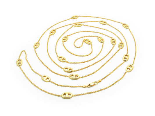 Long Golden Marine Link Necklace, 58" Necklaces