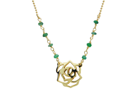 Green Jade Golden Rose Necklace Necklaces