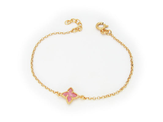 Flamingo Flower Crystal Bracelet dipped in Gold Bracelets