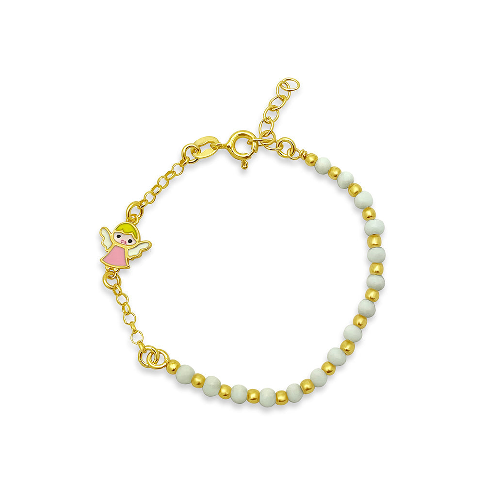 Enamel Angel Pink Bead Bracelet (Vermeil) Bracelets