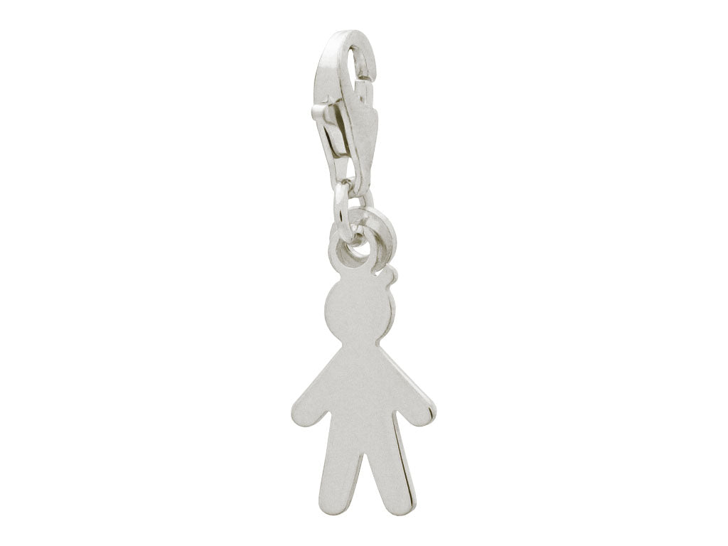 Baby Boy Charm Lobster Clasp in Rhodium Plated Sterling Silver Pendants