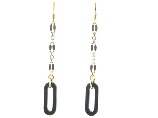 Black & Gold Hook Earrings in Sterling Silver Earrings