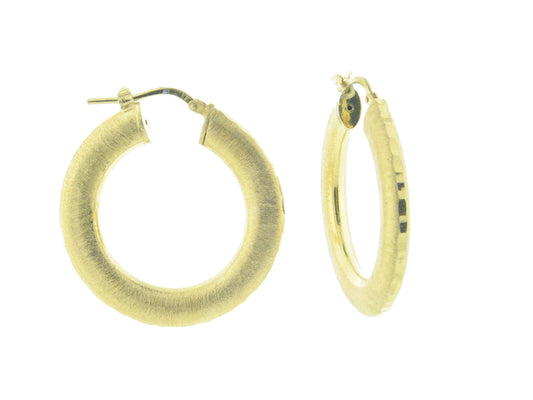 Dark Yellow Gold Italian Hoop Earrings in Sterling Silver Earrings