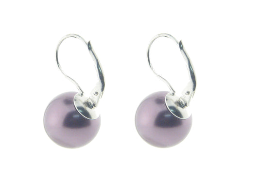 French Lever Purple Matte Ball Earrings in Sterling Silver Earrings