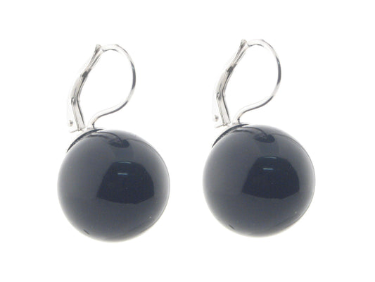 French Lever Midnight Ball Earrings in Sterling Silver Earrings