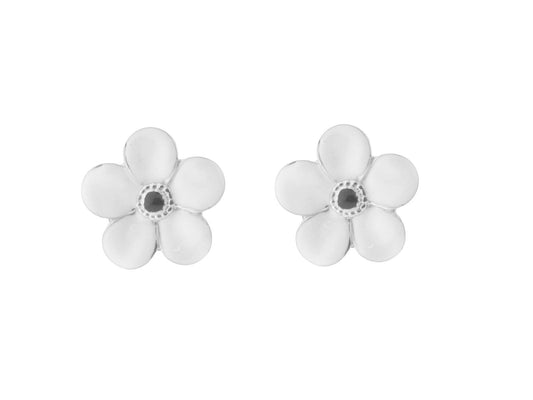 White Enamel Flower Studs Earrings Earrings