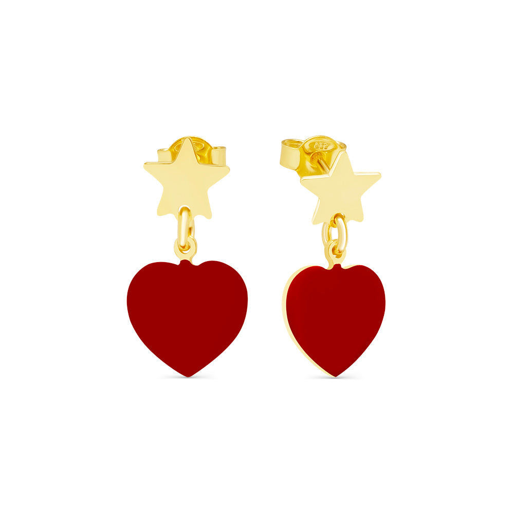 Celestial Red Hearts Earrings Earrings