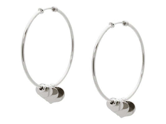 Gliding Hearts Silver Hoop Earrings Earrings