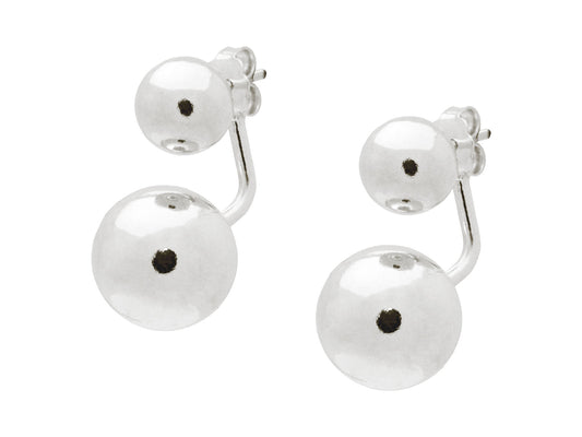 Top & Bottom Platinum Globes Earrings