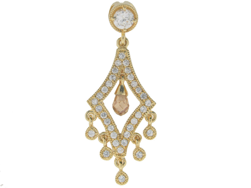 Briolette Chandelier Necklace in Gold Plated Sterling Silver: 16" Long Chain Necklaces