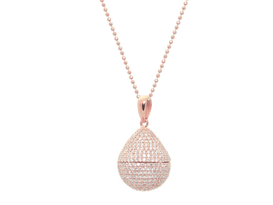 Rose Gold Plated Sterling Silver Micropave Cubic Zirconia Drop Pendant, 36" Necklaces