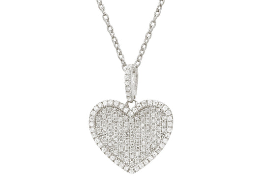 Platinum Plated Sterling Silver Eternal Love Micropave CZ Encrusted Heart Necklace Necklaces