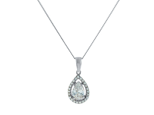 Fronay Collection Sterling Silver Antique Marquise CZ Charm Chain Necklace Necklaces