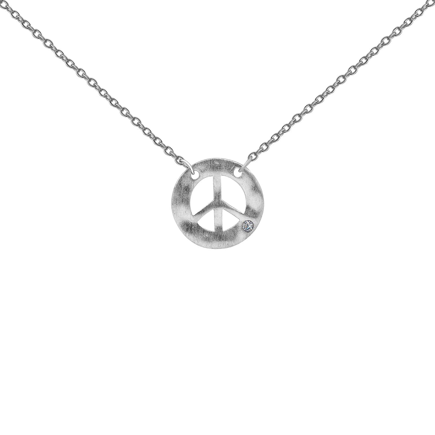 Peace Sign Diamond Necklace Necklaces