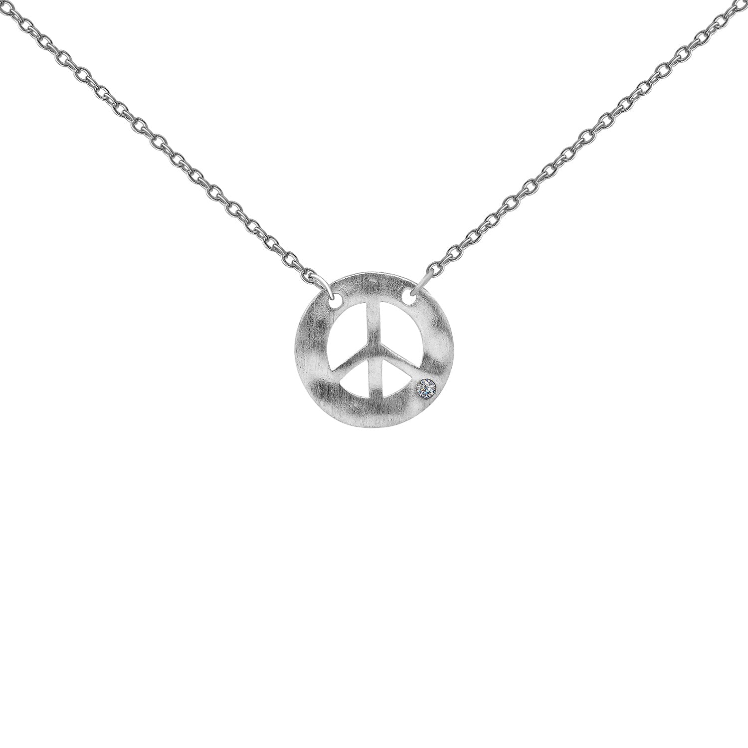 Peace Sign Diamond Necklace Necklaces