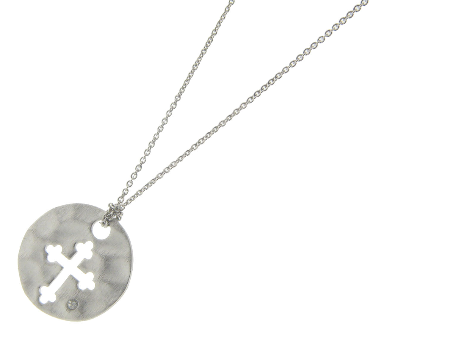 Sterling Silver Cutout Cross & Diamond Necklace Necklaces