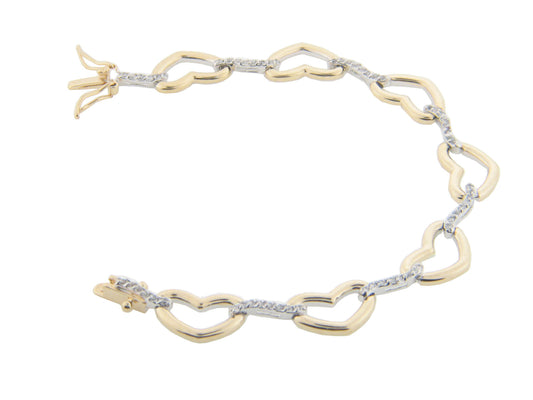 High Luxe CZ Love & Hearts Curbed Link Bracelet in Sterling Silver Bracelets