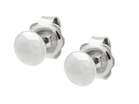 Sterling Silver Flat Ball Stud Earrings 6 mm Mirror Finish Earrings