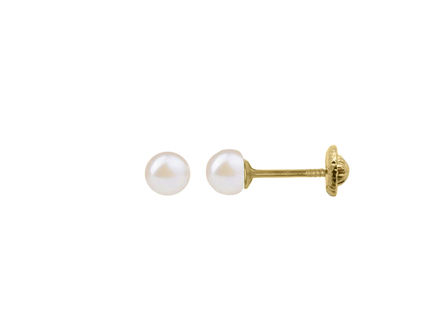 14k Gold Round Pearl Screwback Earrings (4mm) EARRINGS