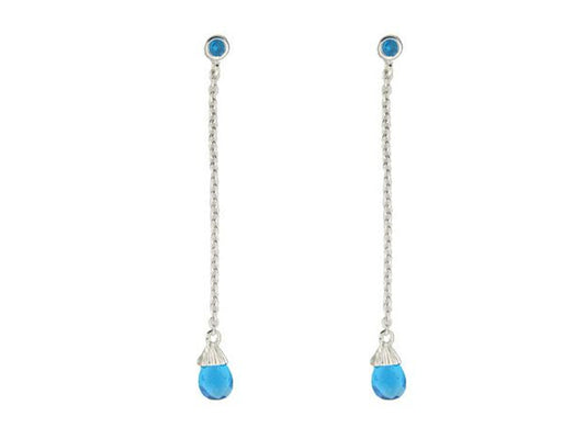 Blue Cubic Zirconia Briolette Earrings in Sterling Silver Earrings