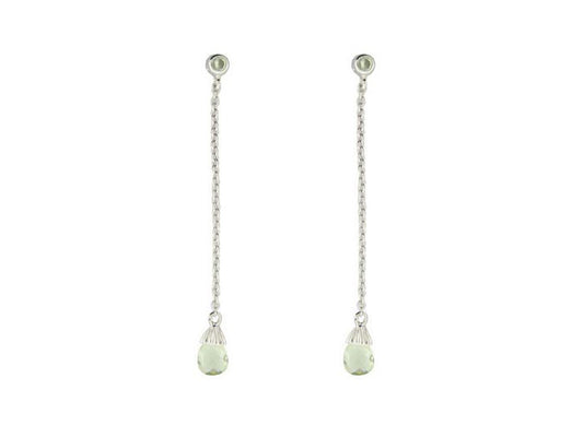 Green Cubic Zirconia Briolette Earrings in Sterling Silver Earrings