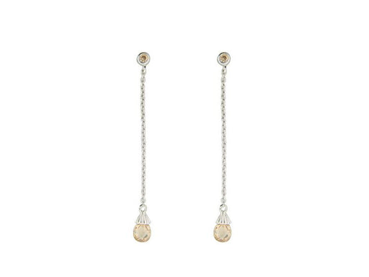 Smoky Cubic Zirconia Briolette Earrings in Sterling SIlver Earrings