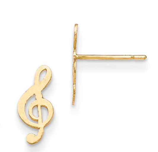 14k Gold Musical Note Stud Earrings Earrings