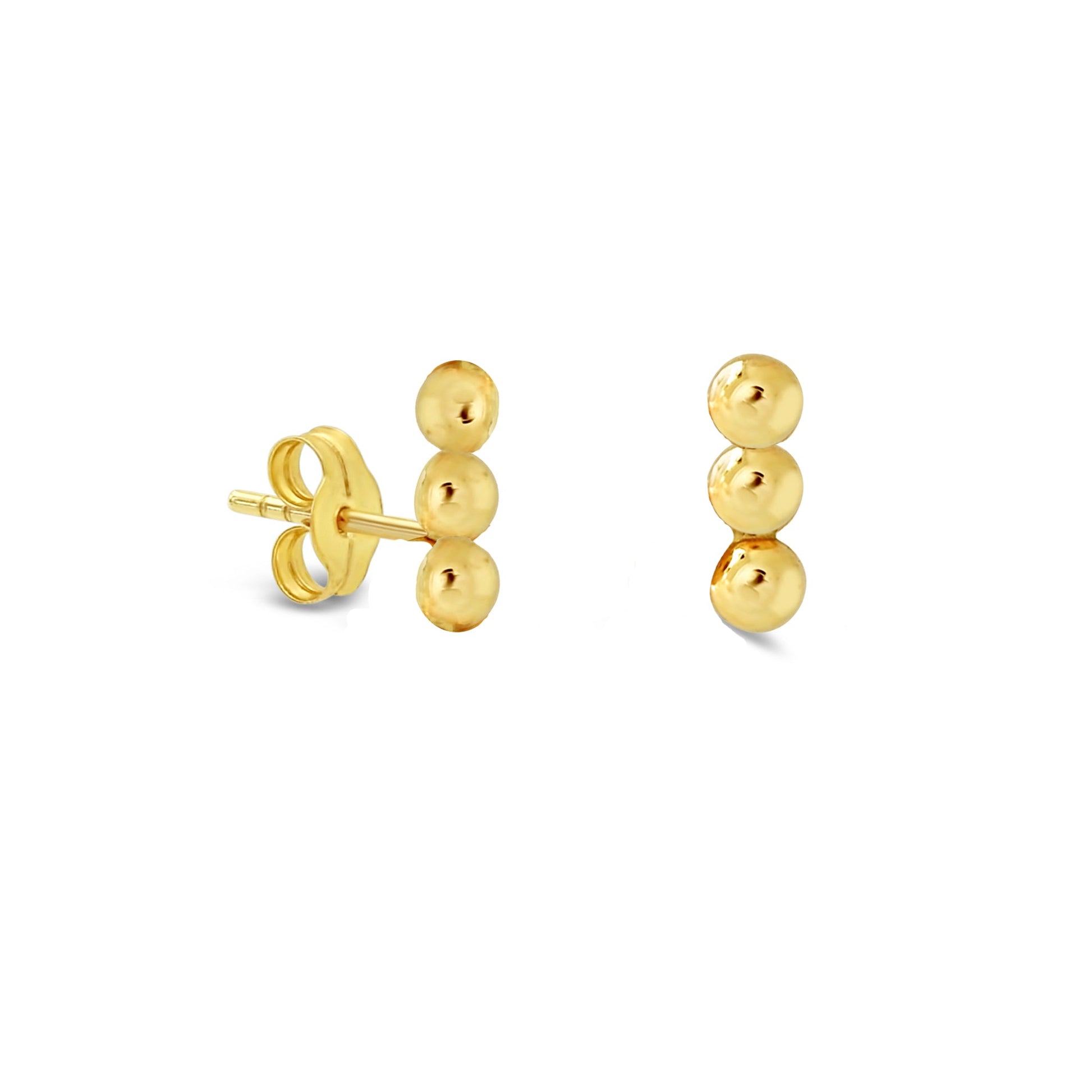 14k Yellow Gold Three Line Stud Earrings EARRINGS