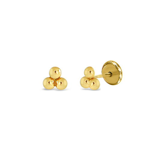 14k Gold Triangle Sphere Stud Earrings Earrings