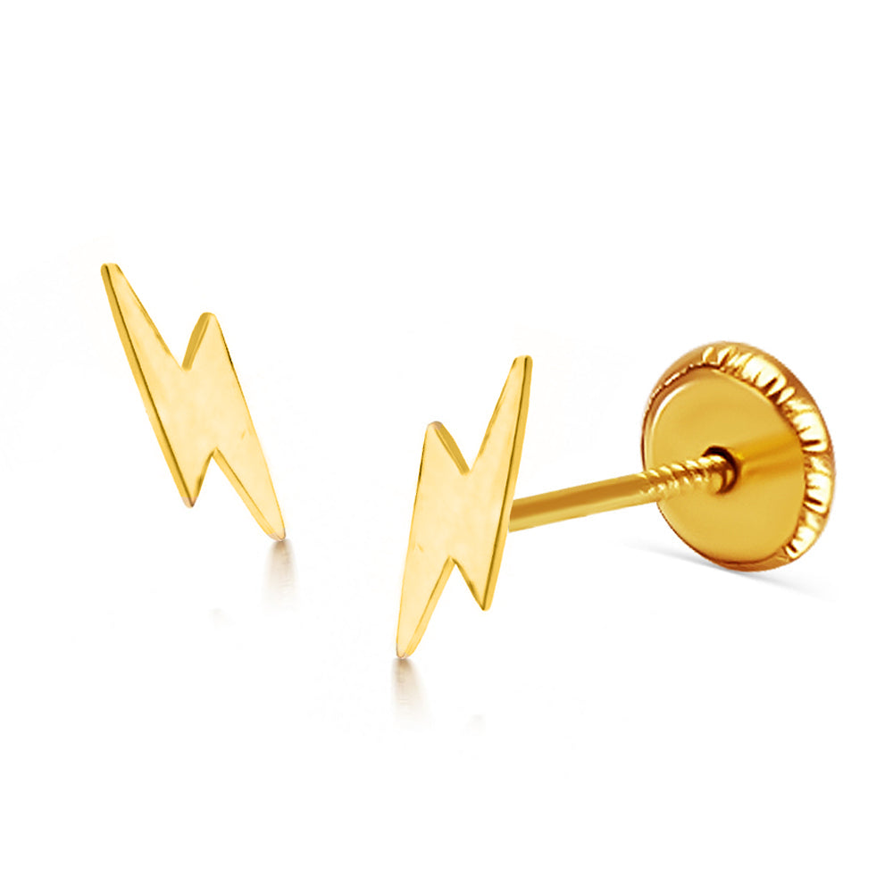 14k Yellow Gold Lightning Bolt Stud Earrings EARRINGS