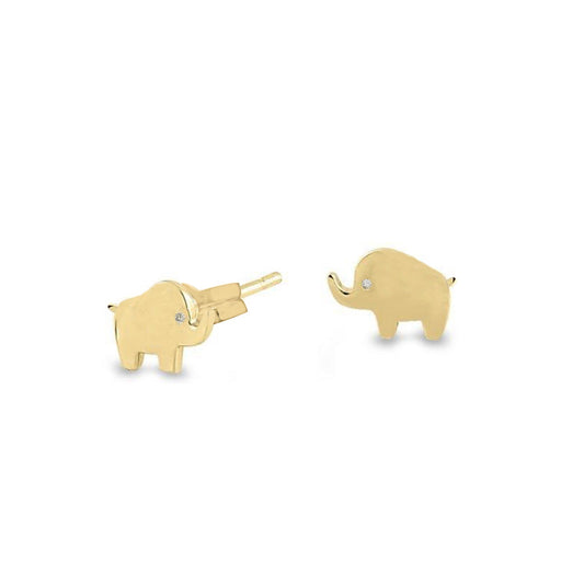 14k Gold Sparkling Elephant Stud Earrings Earrings