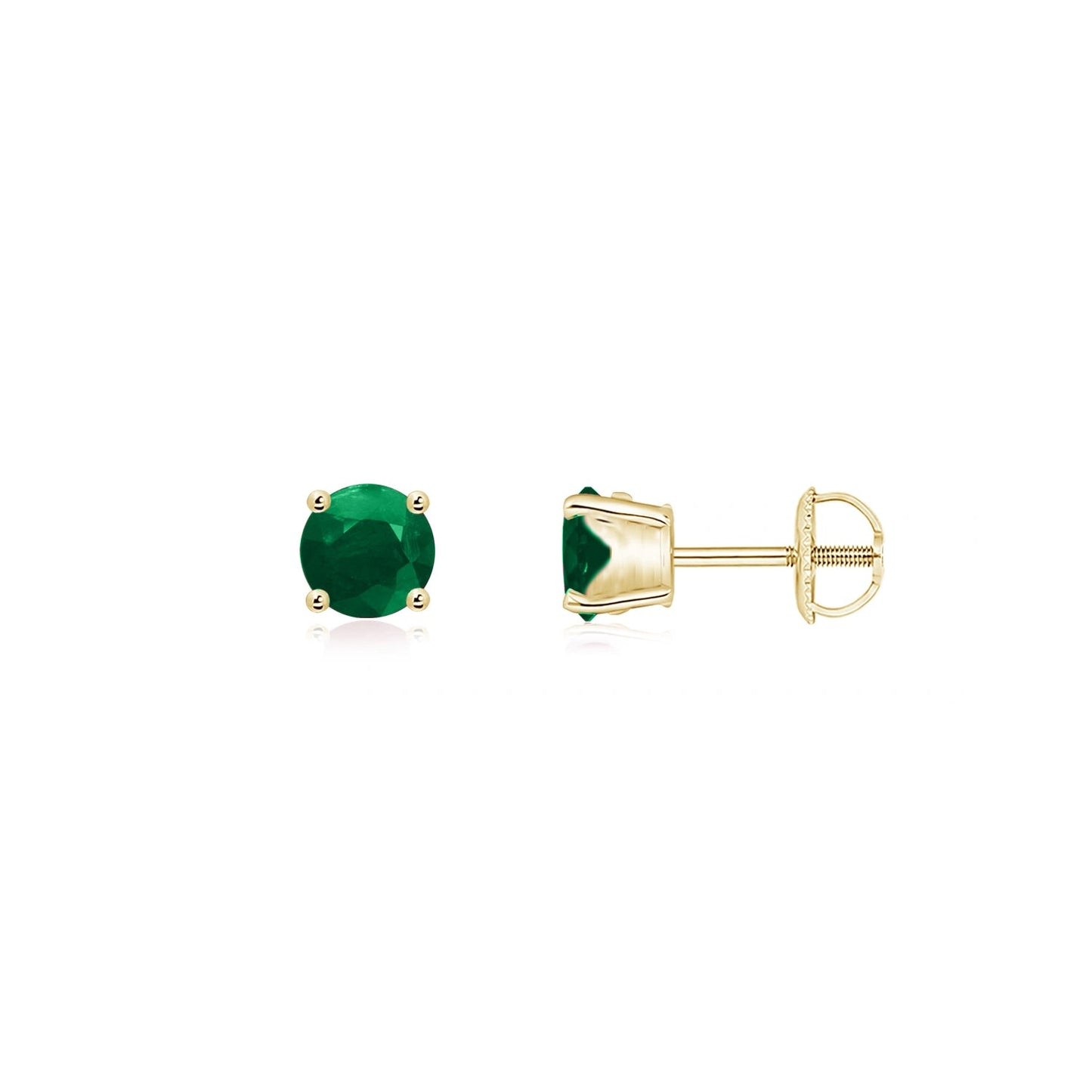 14k Gold Emerald Screwback Earrings (3mm) Earrings