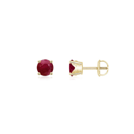 14k Gold Ruby Screwback Earrings (3mm) Earrings