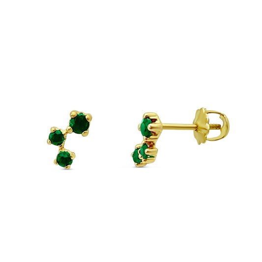 14k Gold Emerald Burst Screwback Stud Earrings Earrings