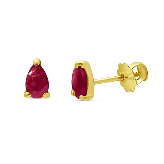 14k Gold Pear Ruby Screwback Stud Earrings Earrings