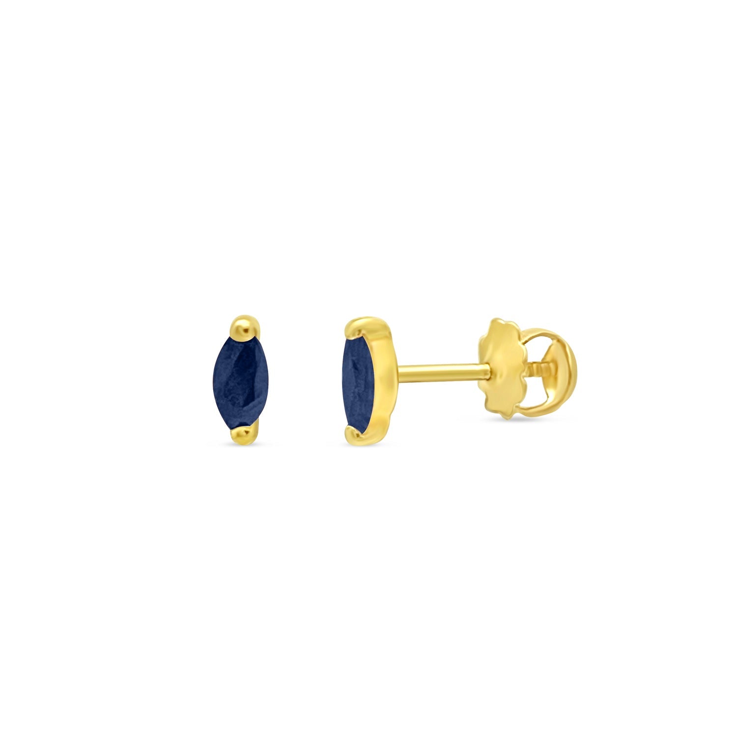 14k Gold Marquise Sapphire Screwback Stud Earrings Earrings