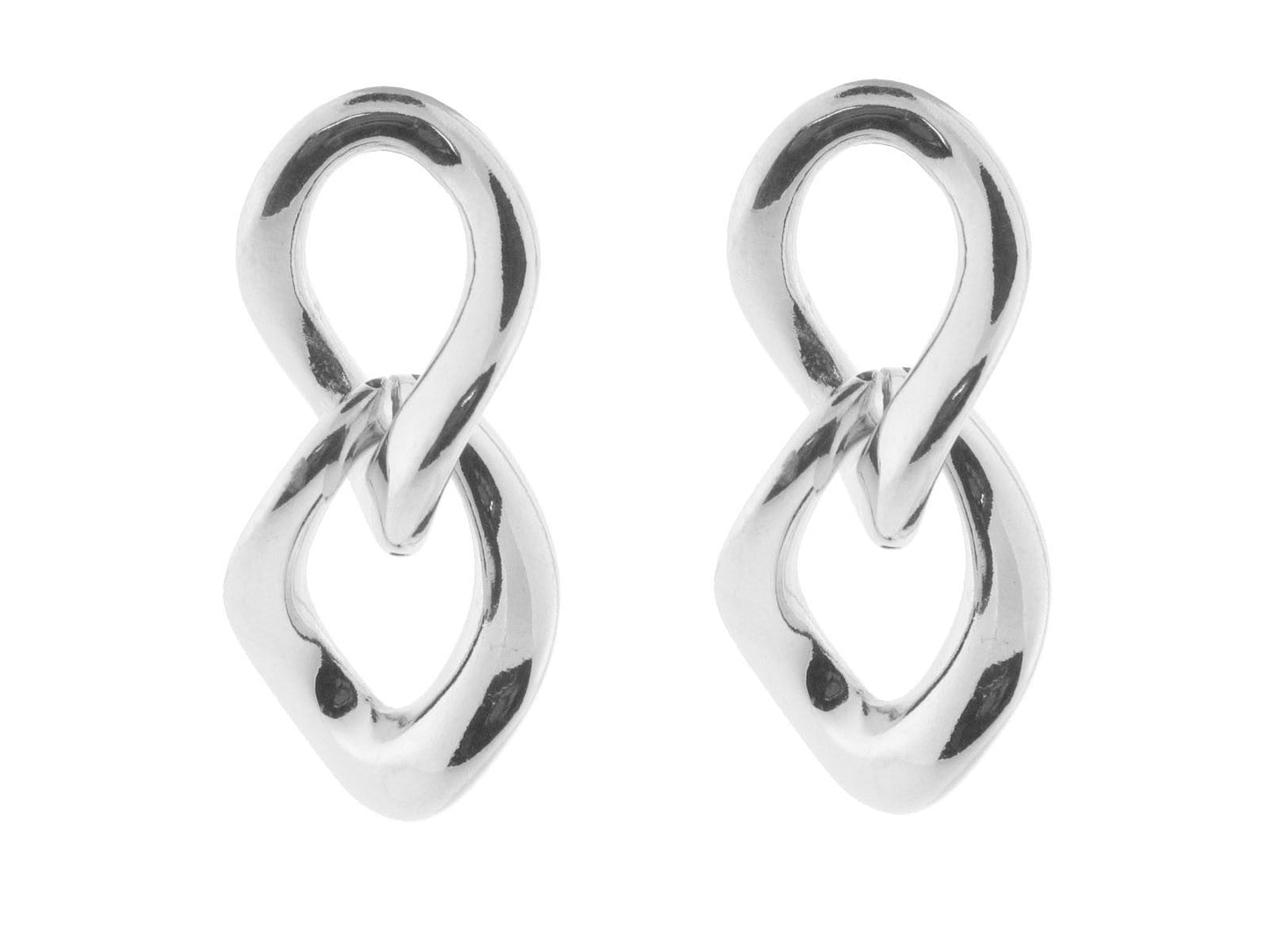 Electroformed Polished Silver Italian Links Earrings Earrings