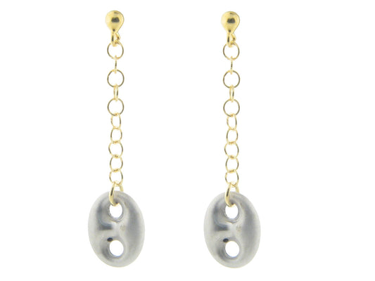 Two Tone Polished Italian Marine Link Earrings Earrings